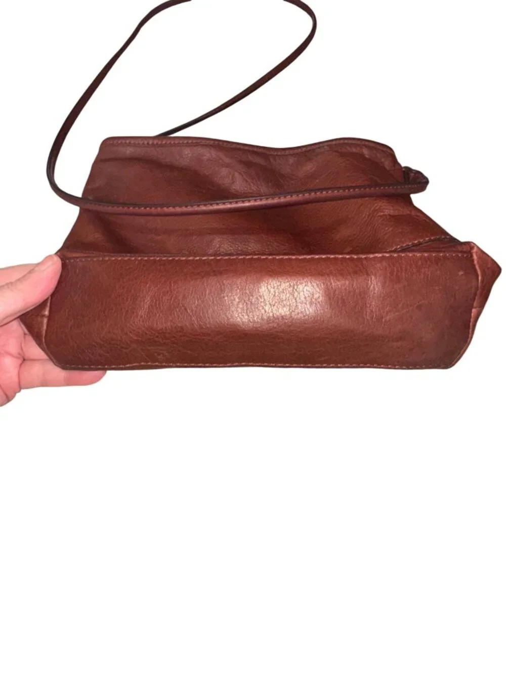 Margot New York Leather Crossbody Shoulder Bag Burgundy Gold Turn Lock Closure